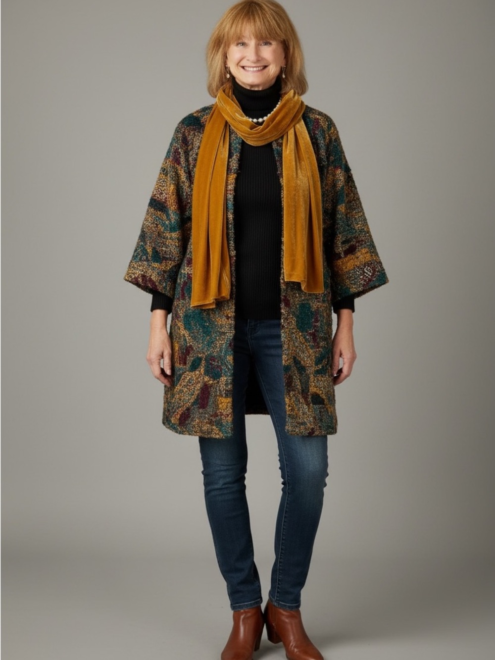 🐶Women’s Velvet Scarf - Mustard Gold - Picture 1 of 6